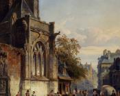 科内利斯 斯普林格 : Town Square Before A Church A Capriccio